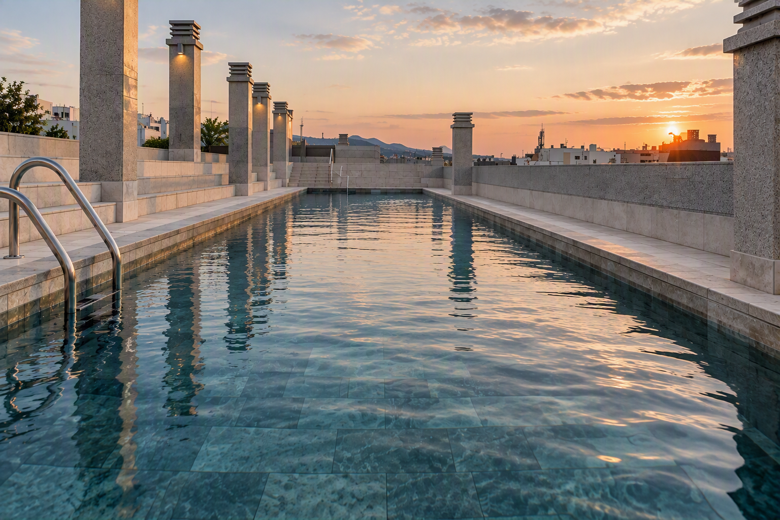 Piscina al atardecer